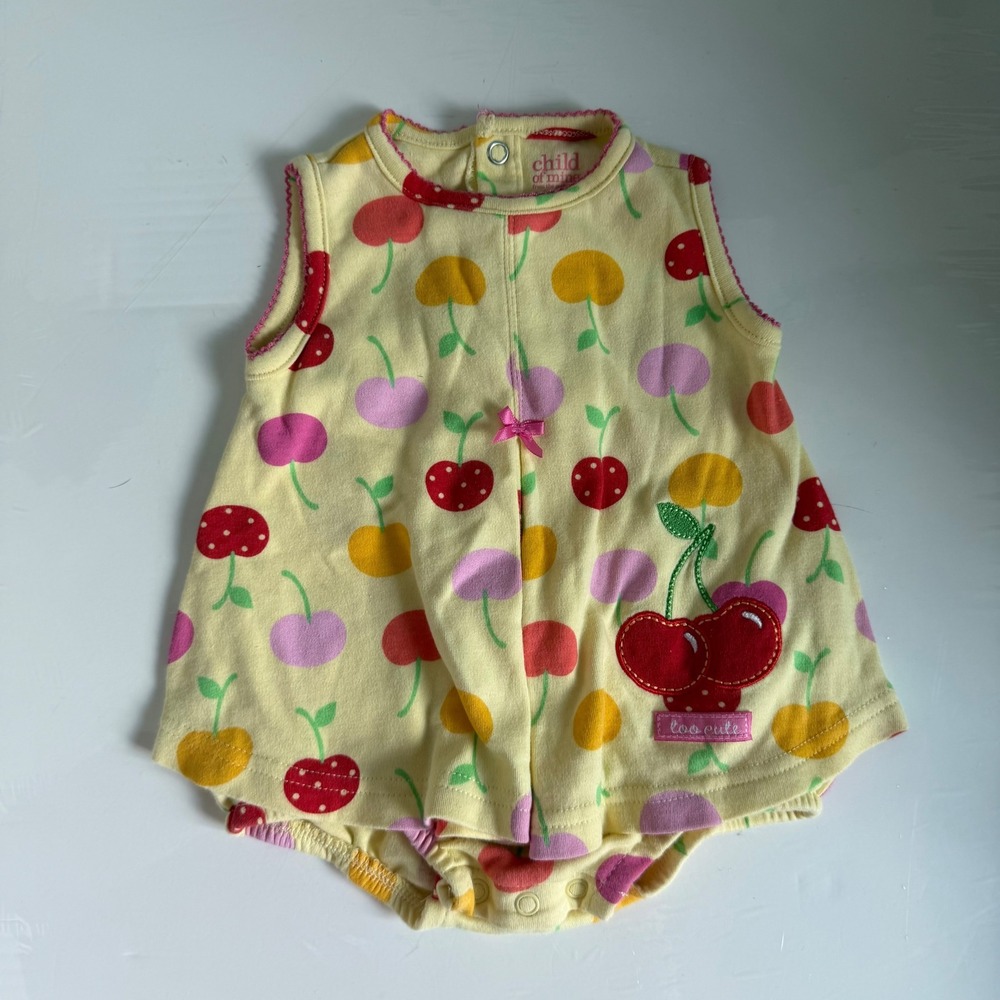 Child of Mine Cherry Motif Yellow Bubble Size 0-3 Months